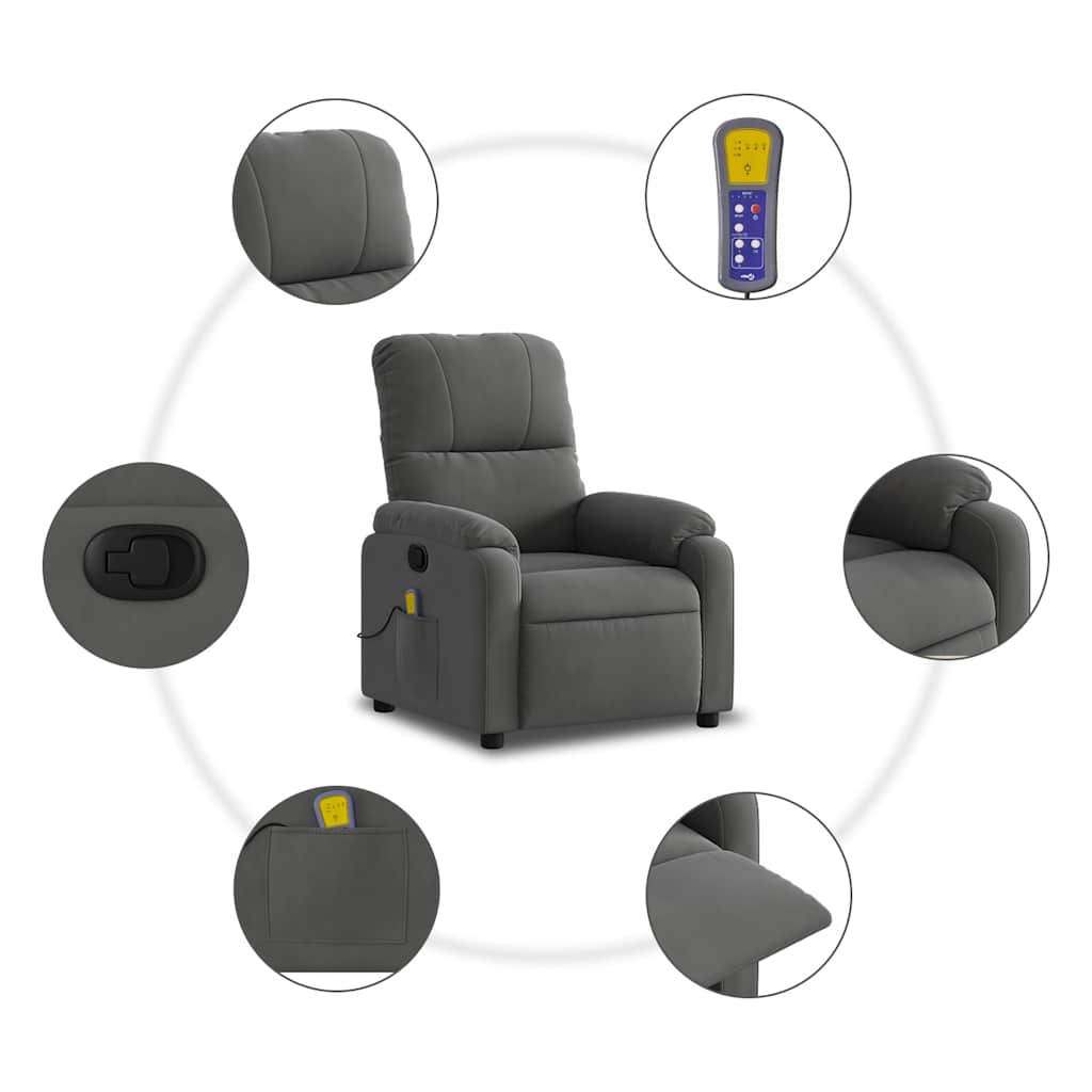 massagestol mikrofiberstof mørkegrå