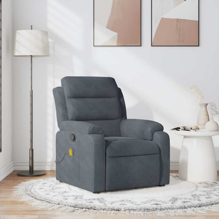 massagestol velour mørkegrå
