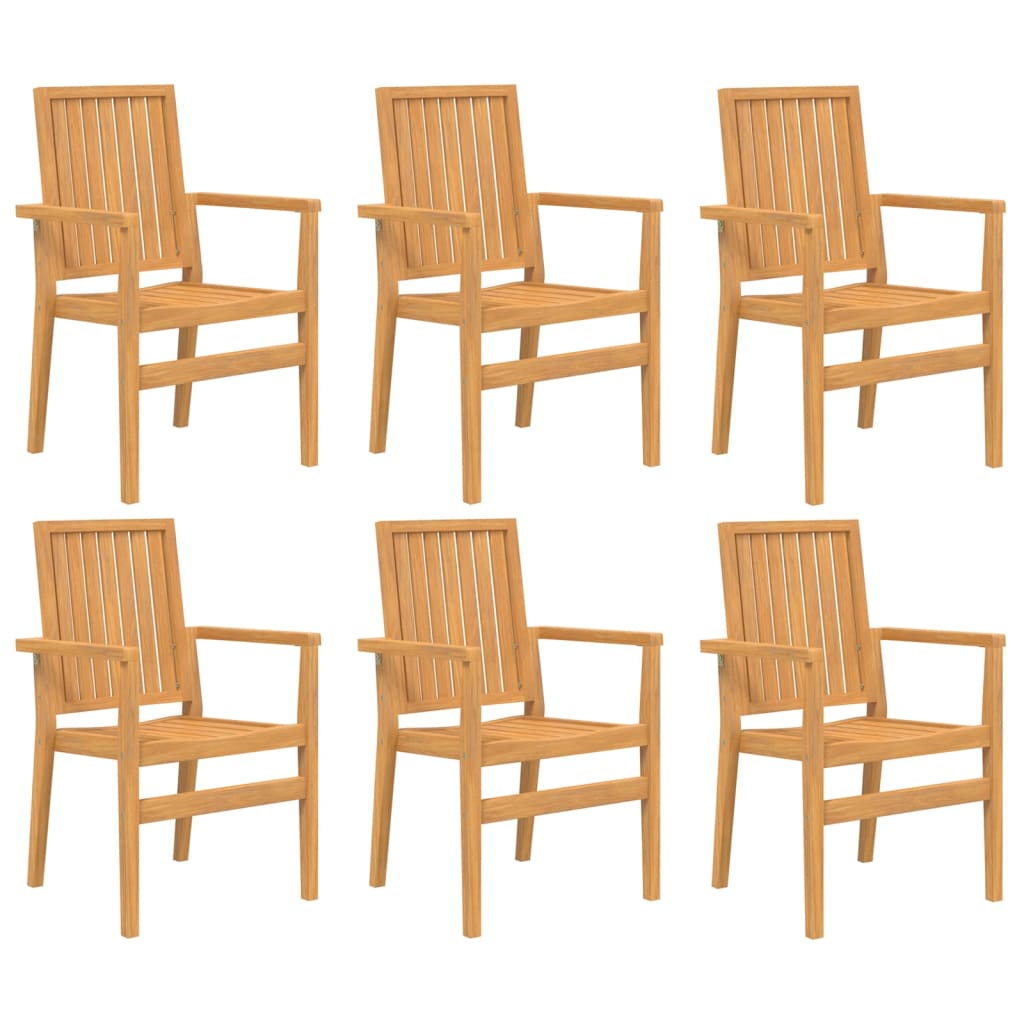 stabelbare havestole 6 stk. 56,5x57,5x91 cm massivt teaktræ