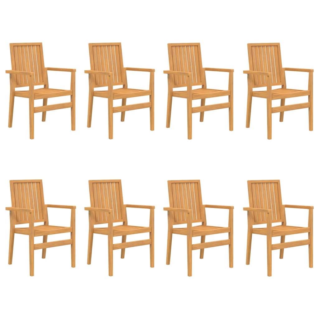 stabelbare havestole 8 stk. 56,5x57,5x91 cm massivt teaktræ