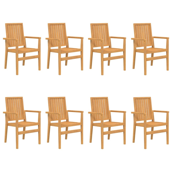 stabelbare havestole 8 stk. 56,5x57,5x91 cm massivt teaktræ