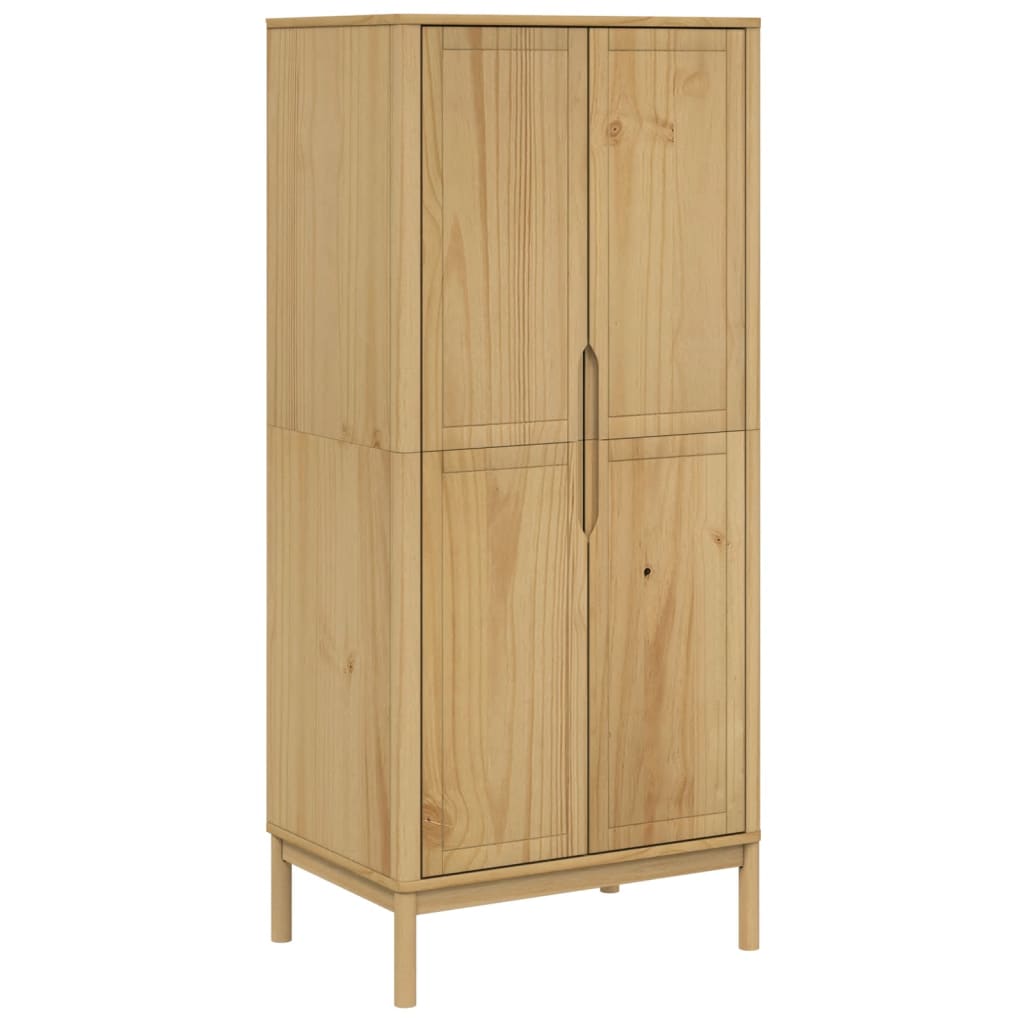 klædeskab FLORO 77x53x171 cm massivt fyrretræ gyldenbrun