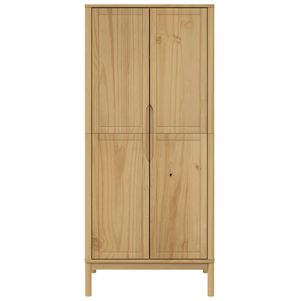 klædeskab FLORO 77x53x171 cm massivt fyrretræ gyldenbrun