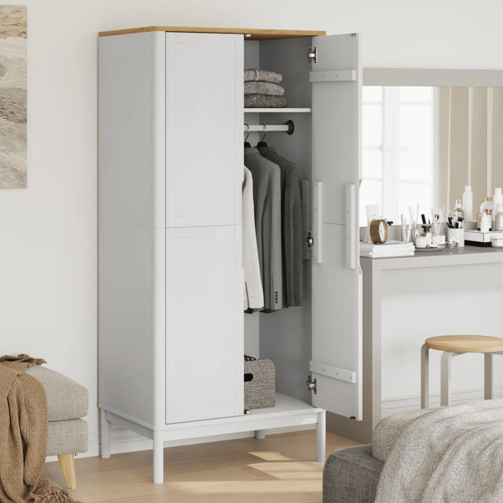 klædeskab FLORO 77x53x171 cm massivt fyrretræ hvid