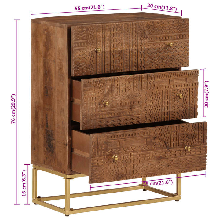 kommode 55x30x76 cm massivt mangotræ og jern