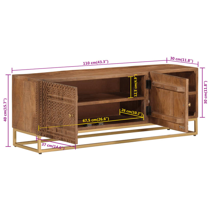 tv-bord 110x30x40 cm massivt mangotræ og jern