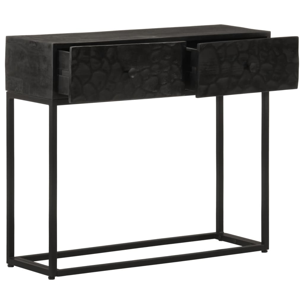 konsolbord 90x30x76 cm massivt mangotræ og jern sort