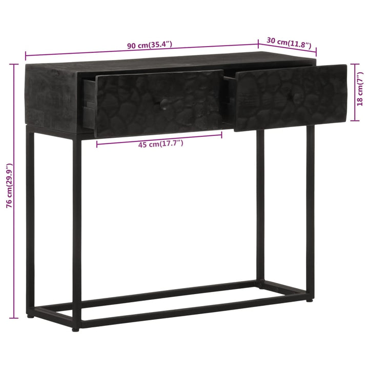 konsolbord 90x30x76 cm massivt mangotræ og jern sort