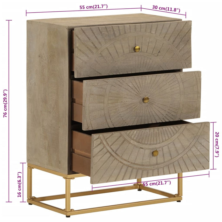 kommode 55x30x76 cm massivt mangotræ og jern