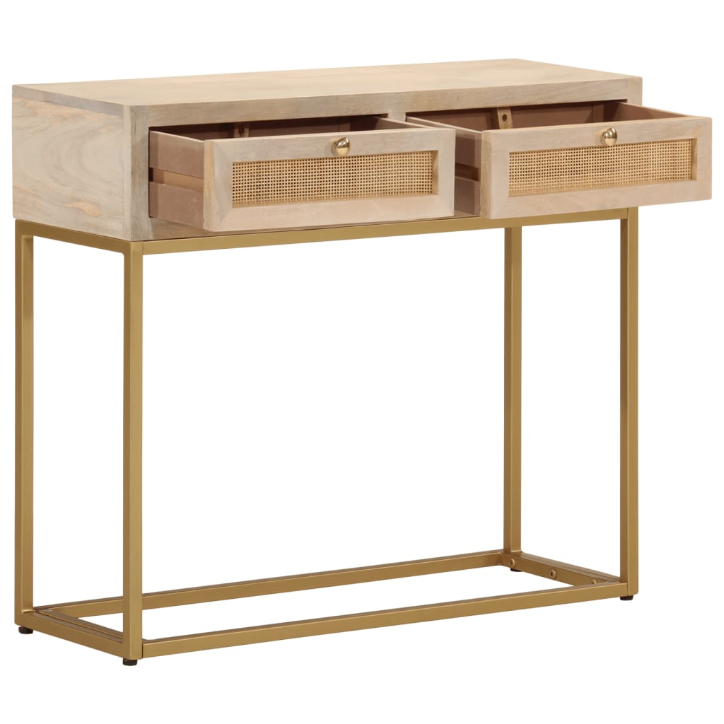 konsolbord 90x30x76 cm massivt mangotræ og jern