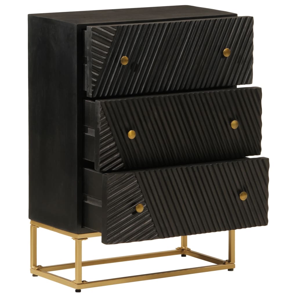 kommode 55x30x76 cm massivt mangotræ og jern sort
