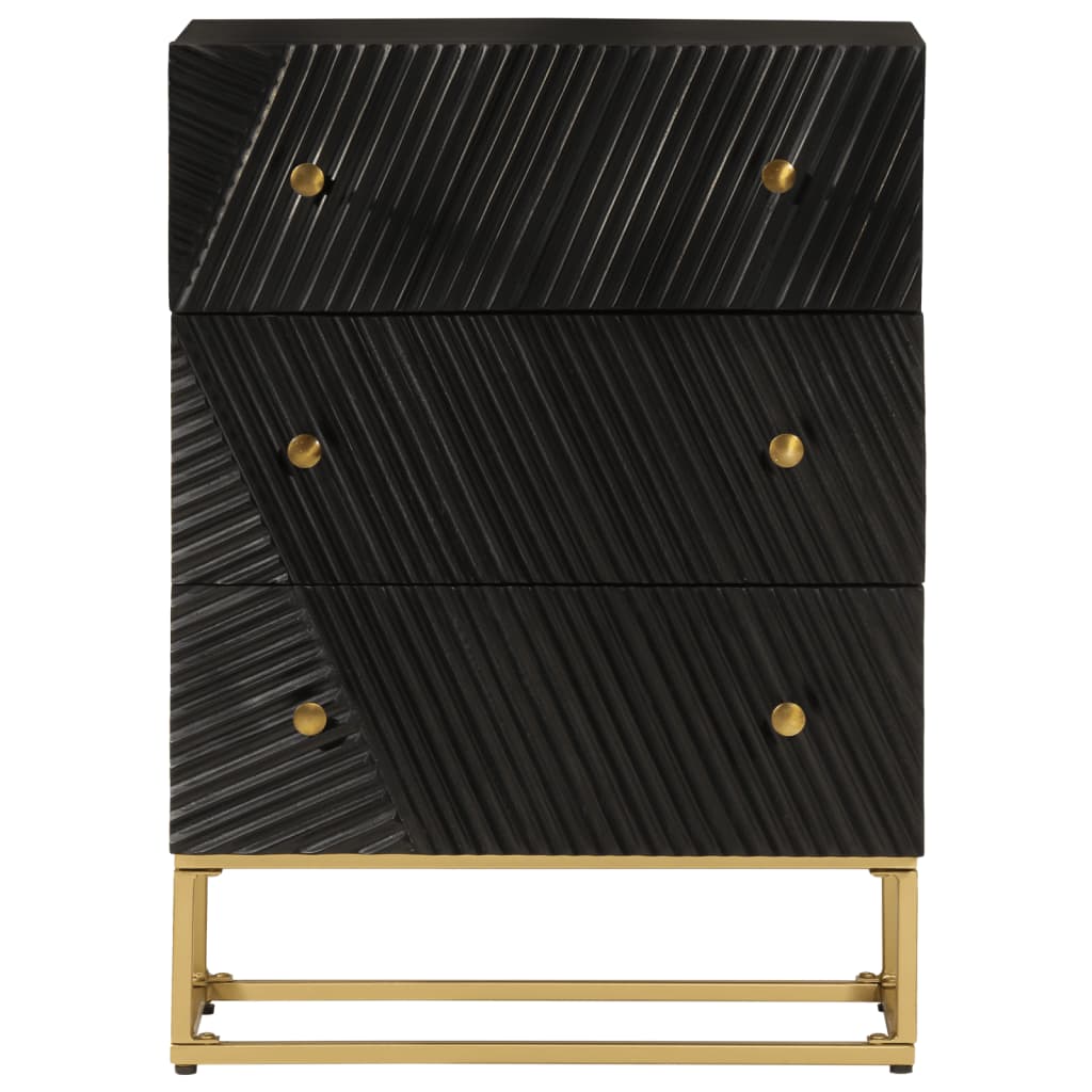 kommode 55x30x76 cm massivt mangotræ og jern sort