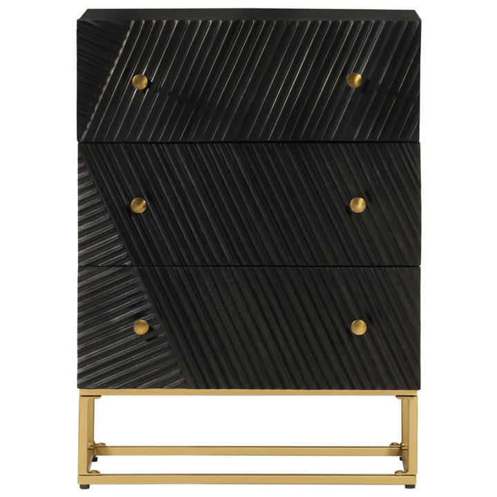 kommode 55x30x76 cm massivt mangotræ og jern sort
