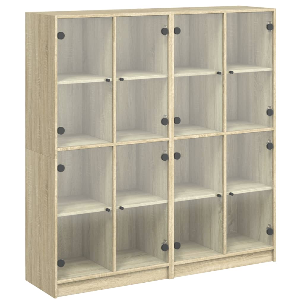 bogreol med låger 136x37x142 cm konstrueret træ sonoma-eg