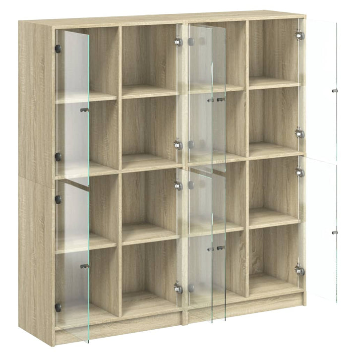 bogreol med låger 136x37x142 cm konstrueret træ sonoma-eg
