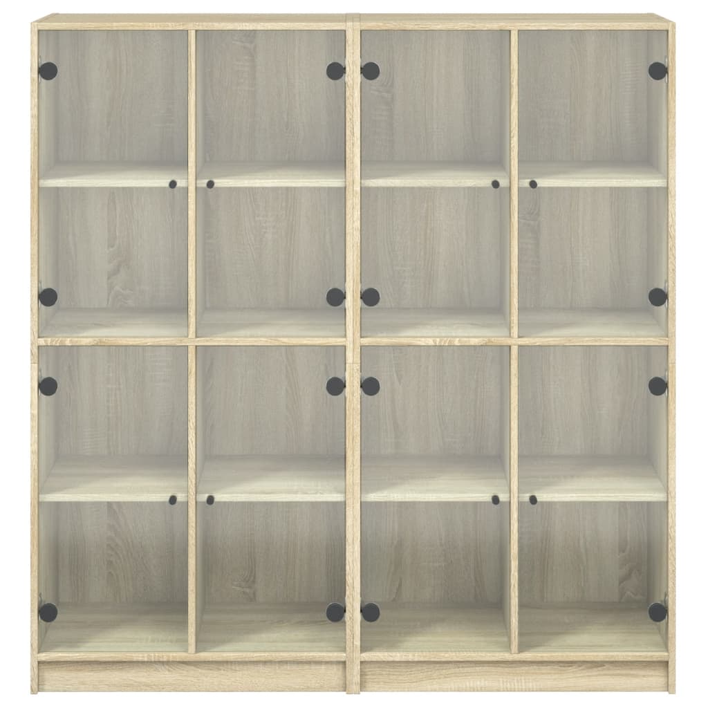 bogreol med låger 136x37x142 cm konstrueret træ sonoma-eg