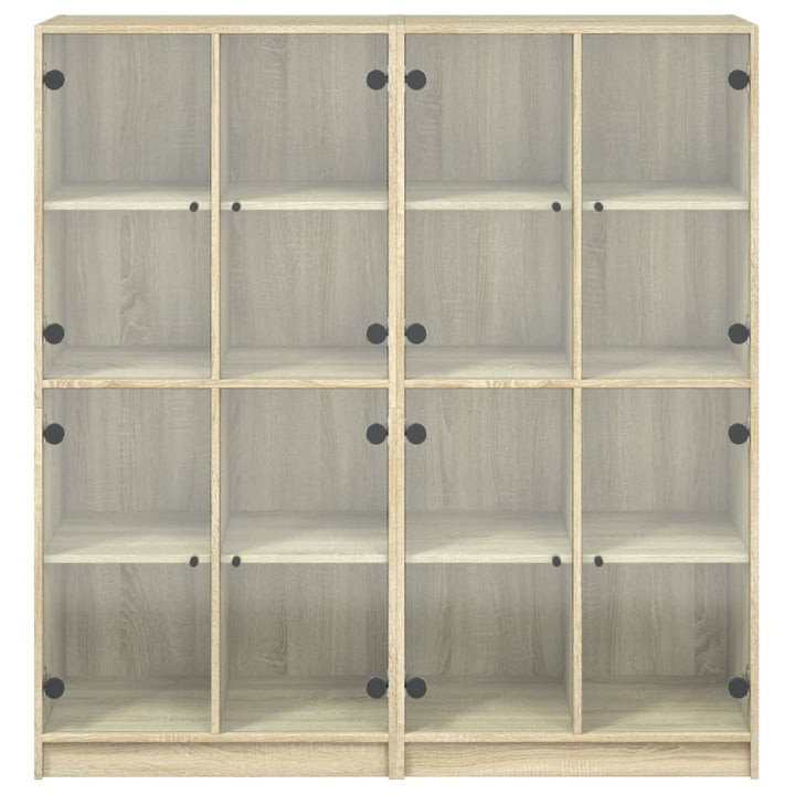 bogreol med låger 136x37x142 cm konstrueret træ sonoma-eg