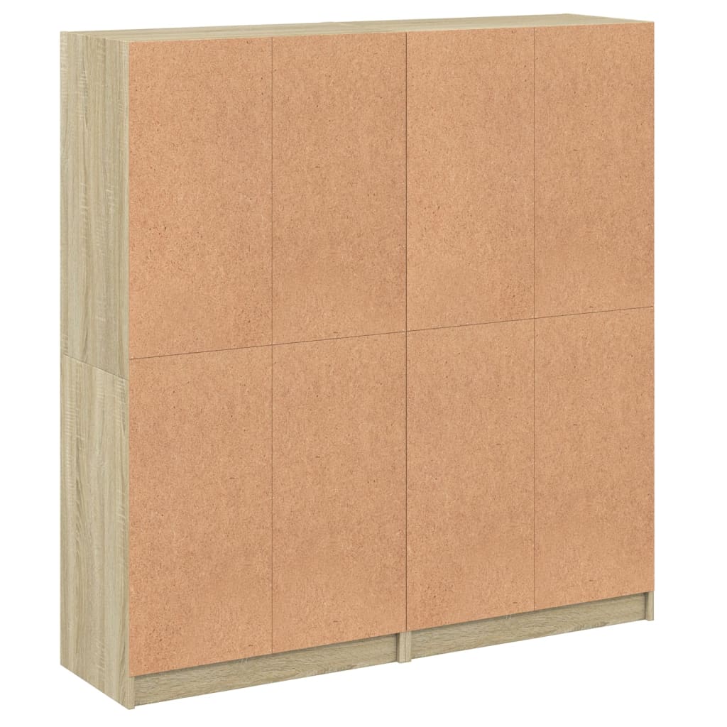bogreol med låger 136x37x142 cm konstrueret træ sonoma-eg