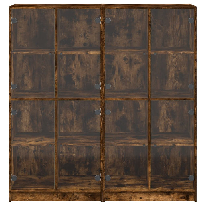 bogreol med låger 136x37x142 cm konstrueret træ røget egetræ