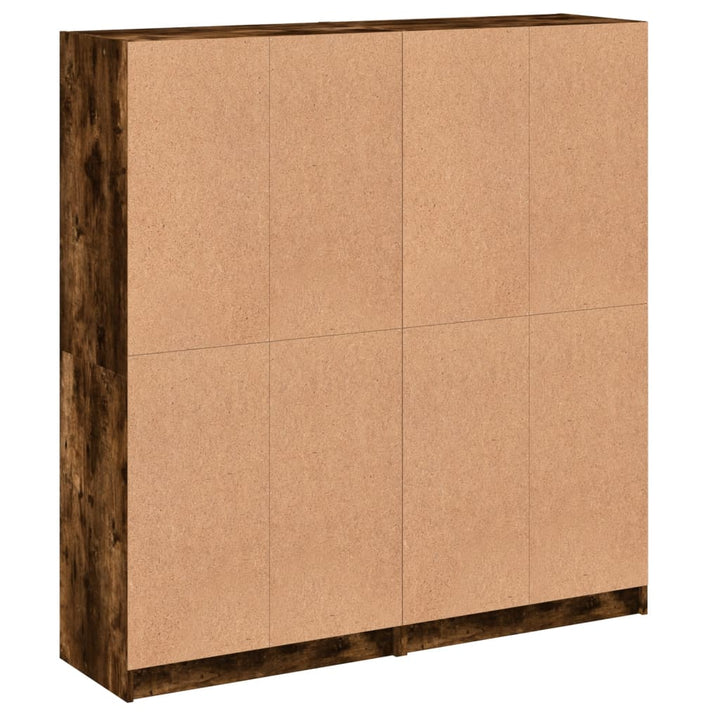 bogreol med låger 136x37x142 cm konstrueret træ røget egetræ