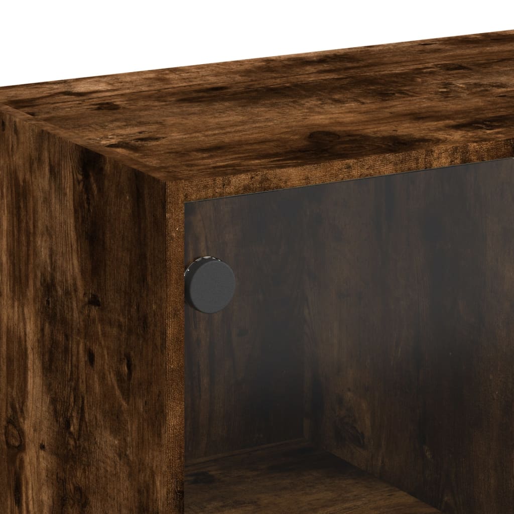 bogreol med låger 136x37x142 cm konstrueret træ røget egetræ