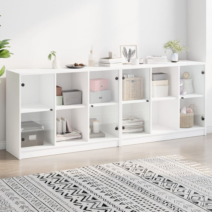 bogreol med låger 204x37x75 cm konstrueret træ hvid