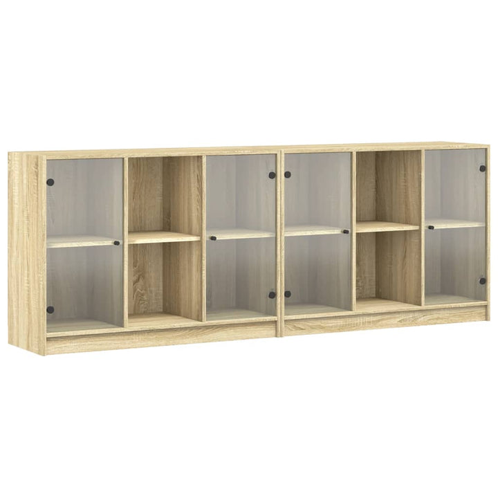 bogreol med låger 204x37x75 cm konstrueret træ sonoma-eg