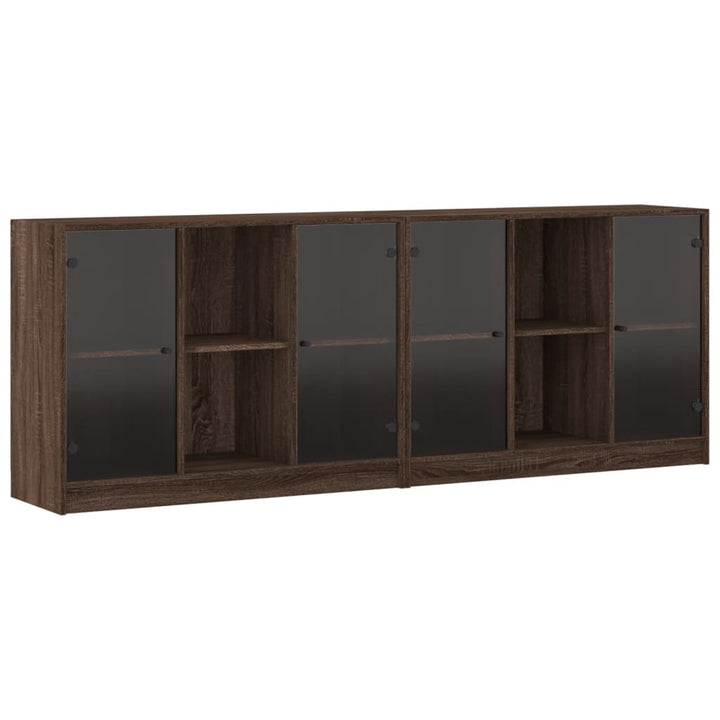 bogreol med låger 204x37x75 cm konstrueret træ brunt eg