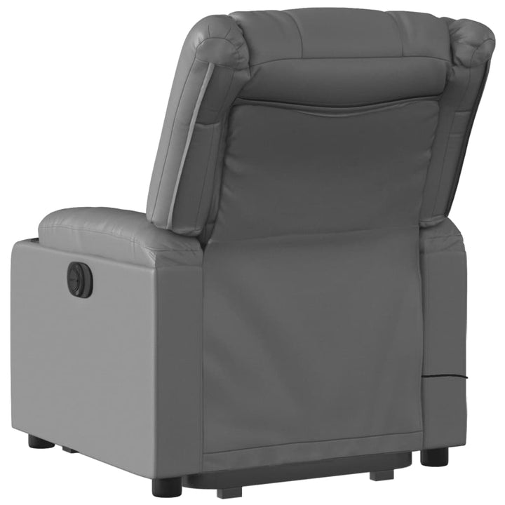 massagestol med løftefunktion kunstlæder grå