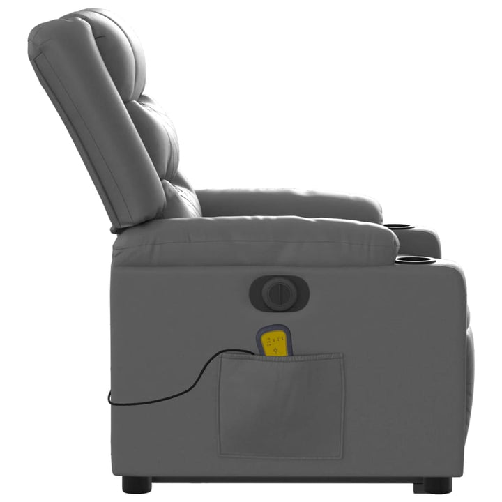massagestol med løftefunktion kunstlæder grå
