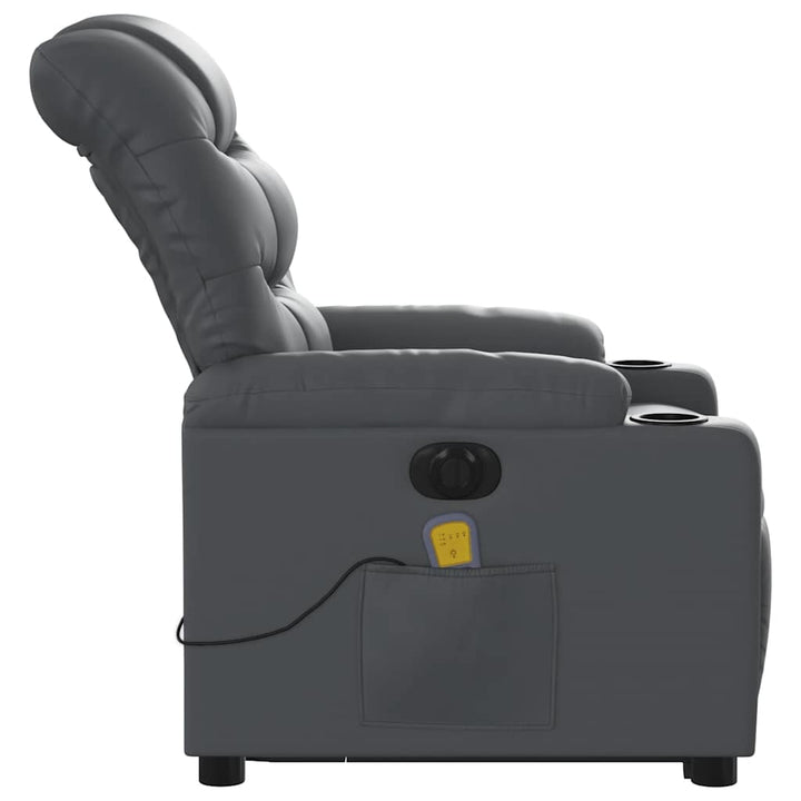massagestol med løftefunktion kunstlæder grå