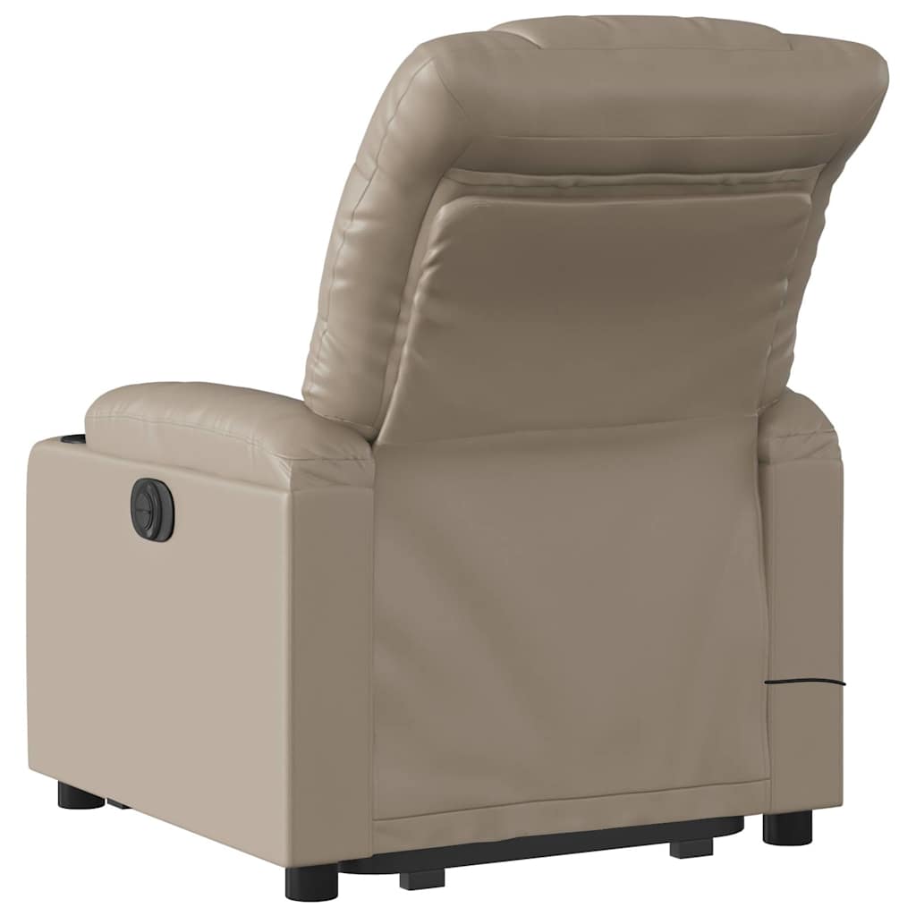 massagestol med løftefunktion kunstlæder cappuccinofarvet
