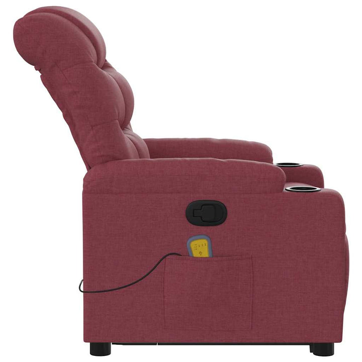 elektrisk massagestol med løftefunktion stof vinrød