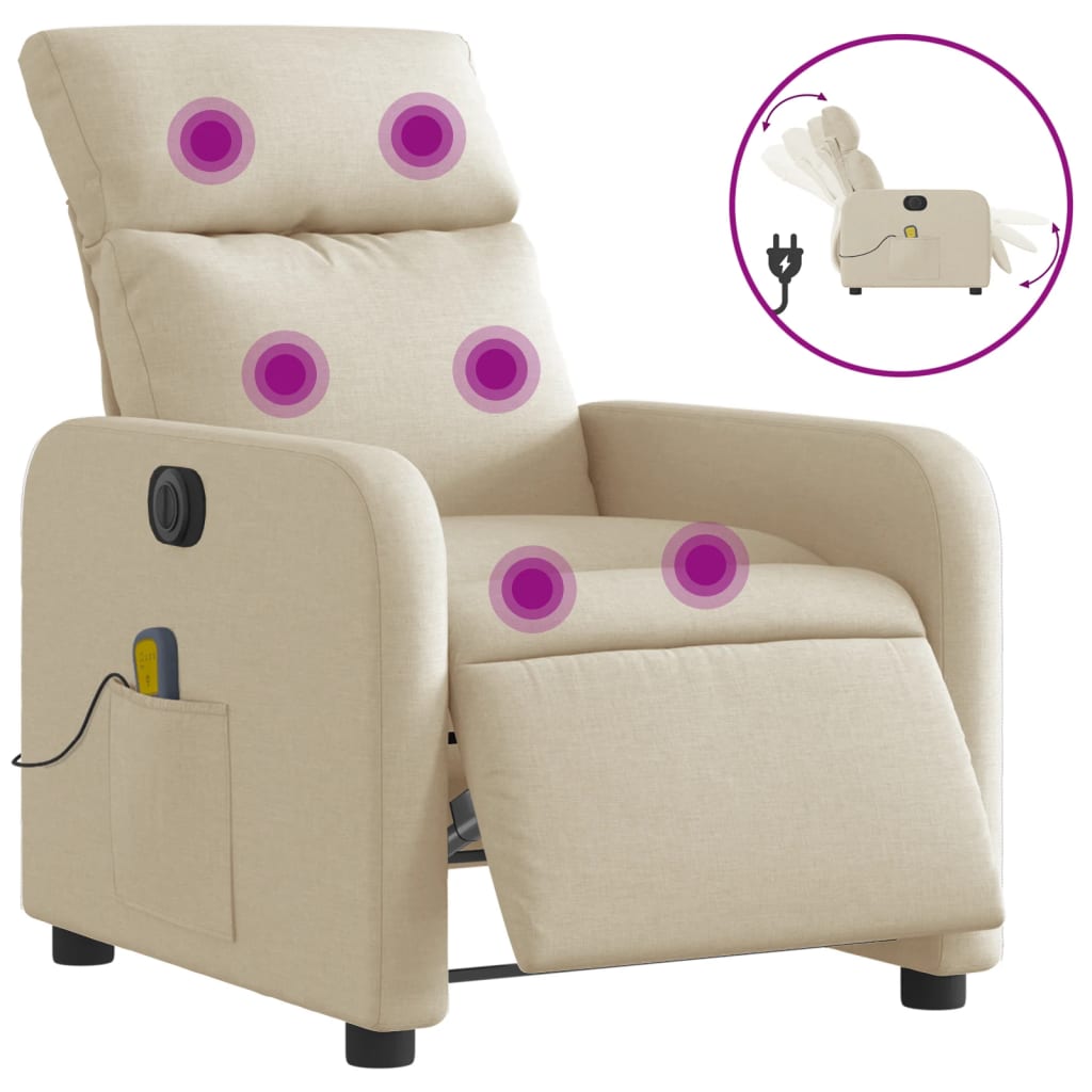 eldrevet massagestol stof cremefarvet