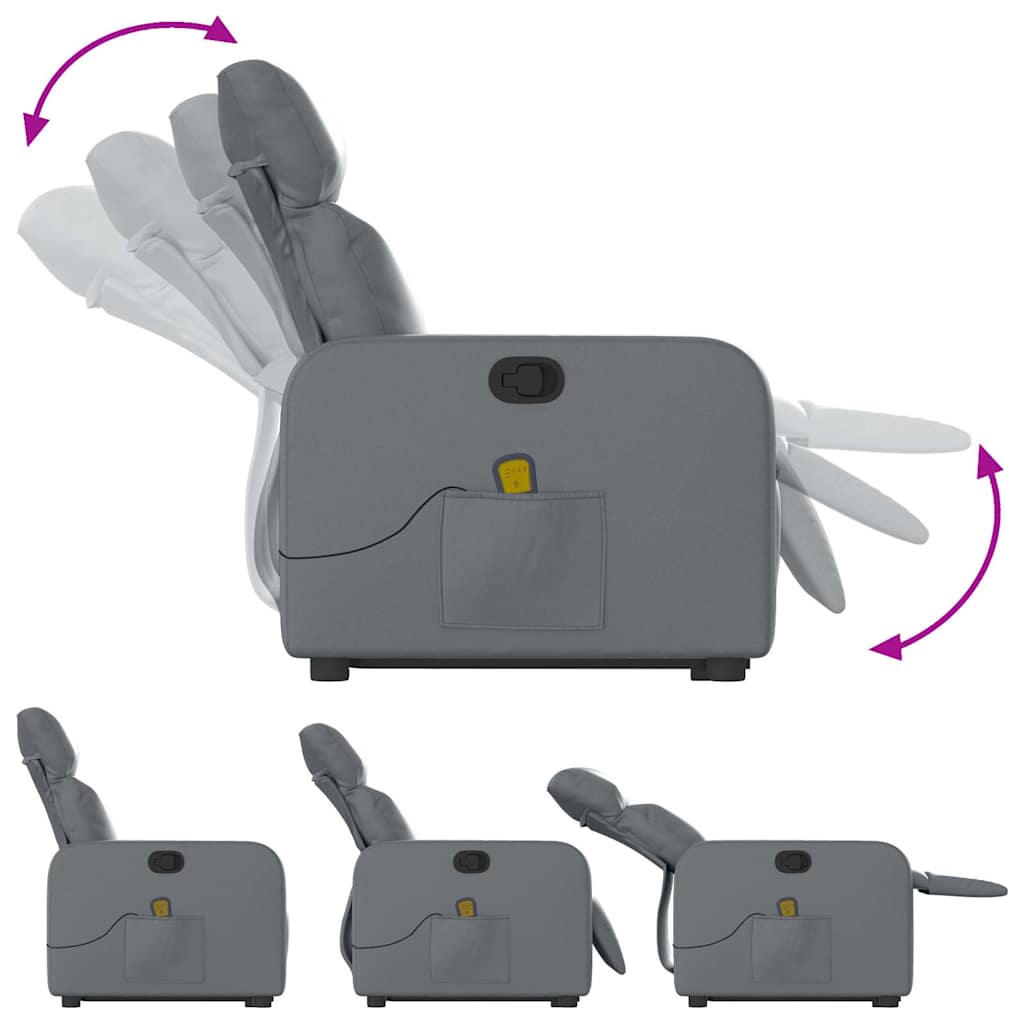 løftestol med massagefunktion kunstlæder grå