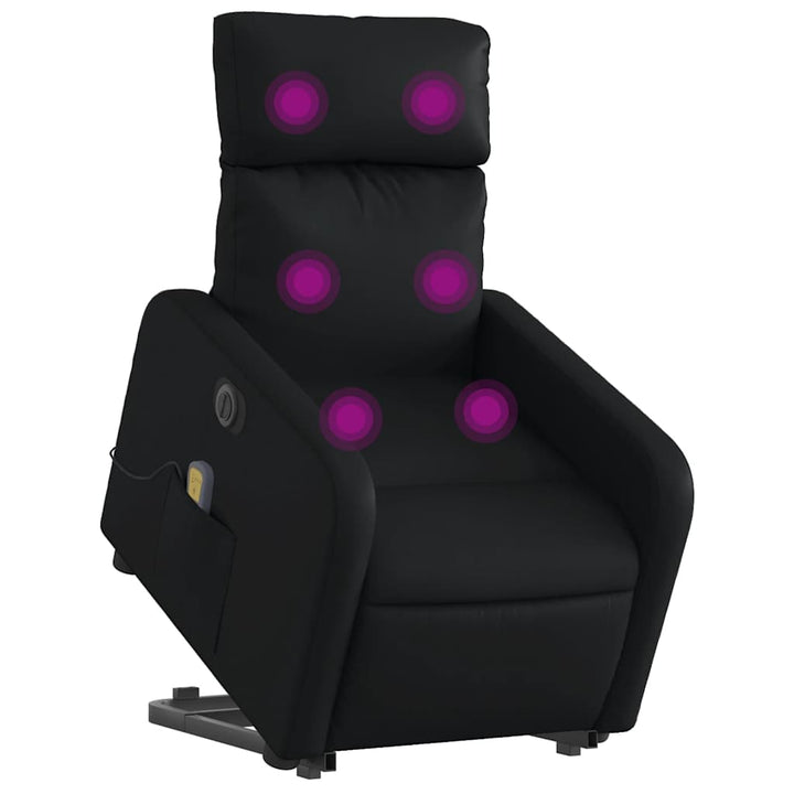massagestol med løftefunktion kunstlæder sort