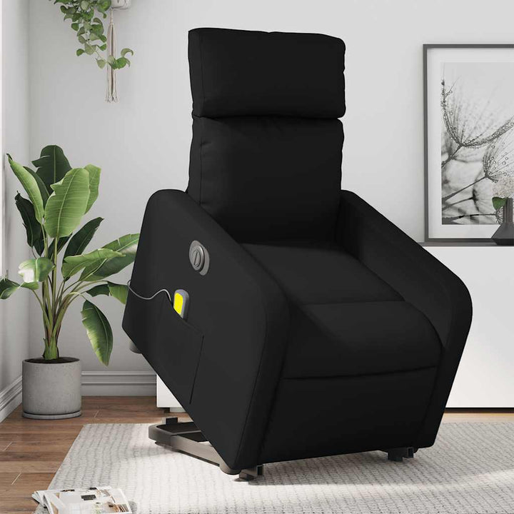 massagestol med løftefunktion kunstlæder sort