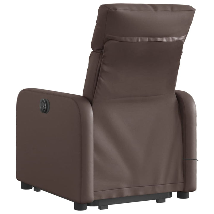 massagestol med løftefunktion kunstlæder brun