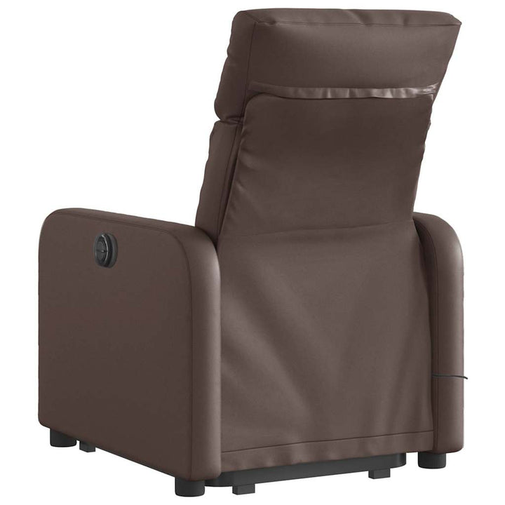 massagestol med løftefunktion kunstlæder brun
