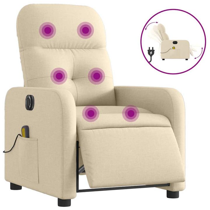 eldrevet massagestol stof cremefarvet