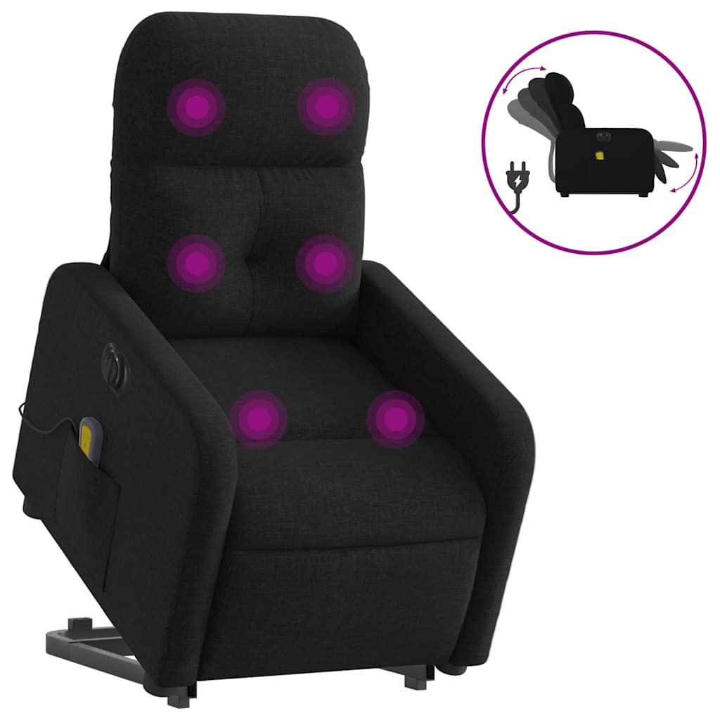 elektrisk massagestol med løftefunktion stof sort