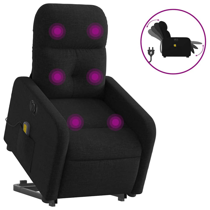 elektrisk massagestol med løftefunktion stof sort