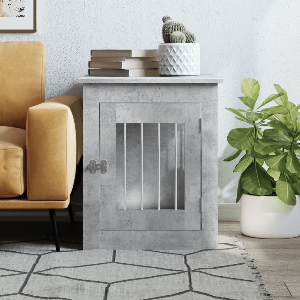hundebur 55x75x65 cm konstrueret træ betongrå