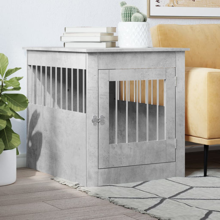 hundebur 64,5x80x71 cm konstrueret træ betongrå