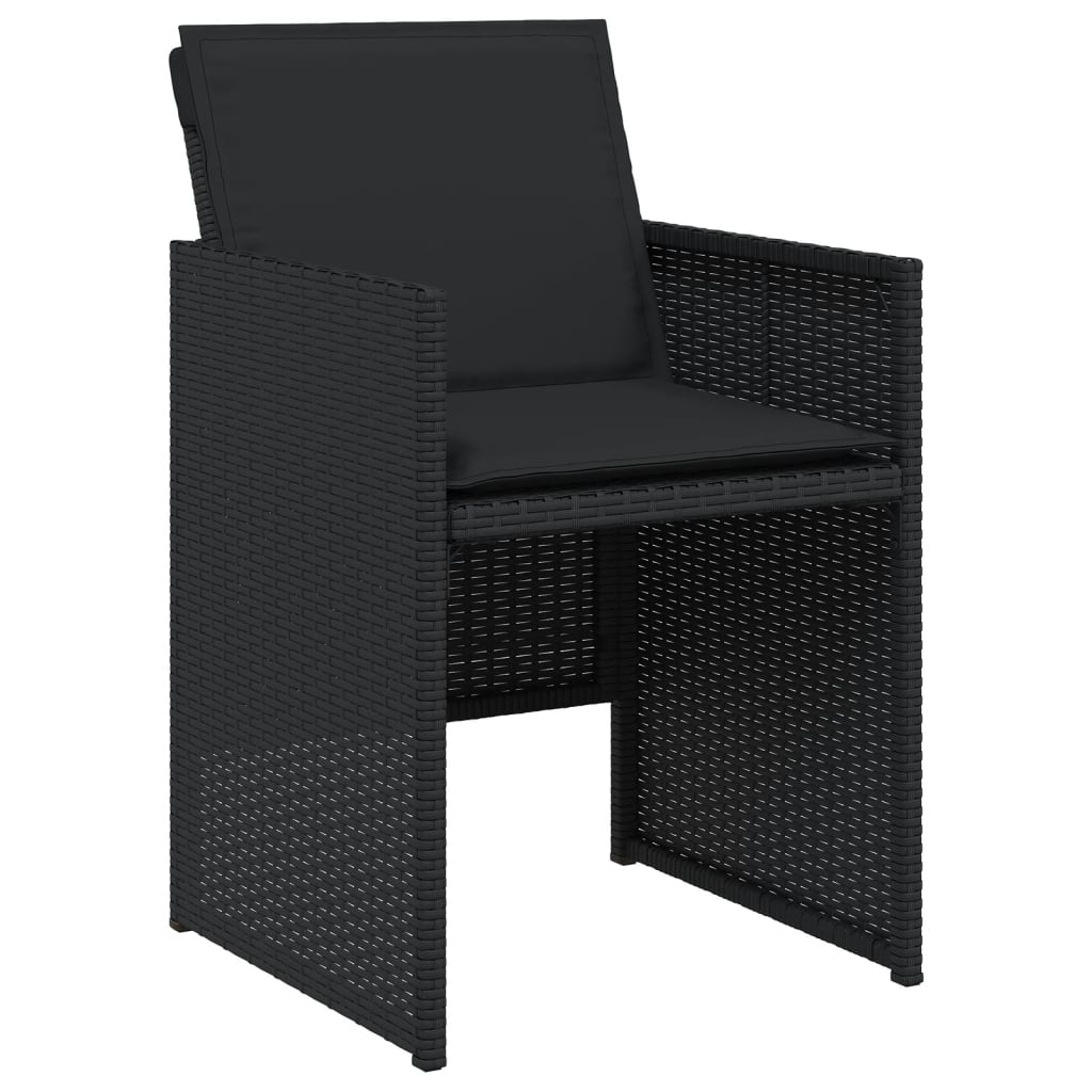 havestole med hynder 4 stk. polyrattan sort