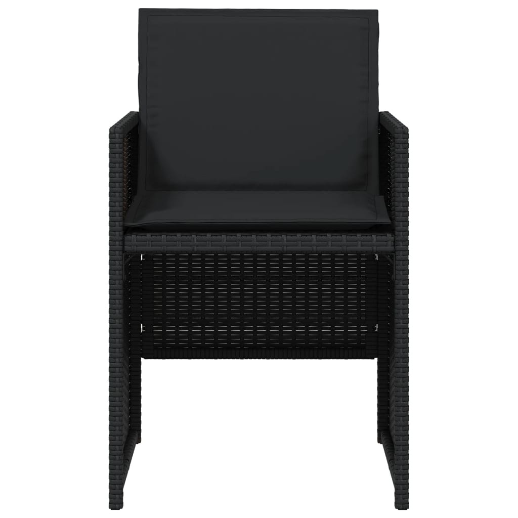havestole med hynder 4 stk. polyrattan sort