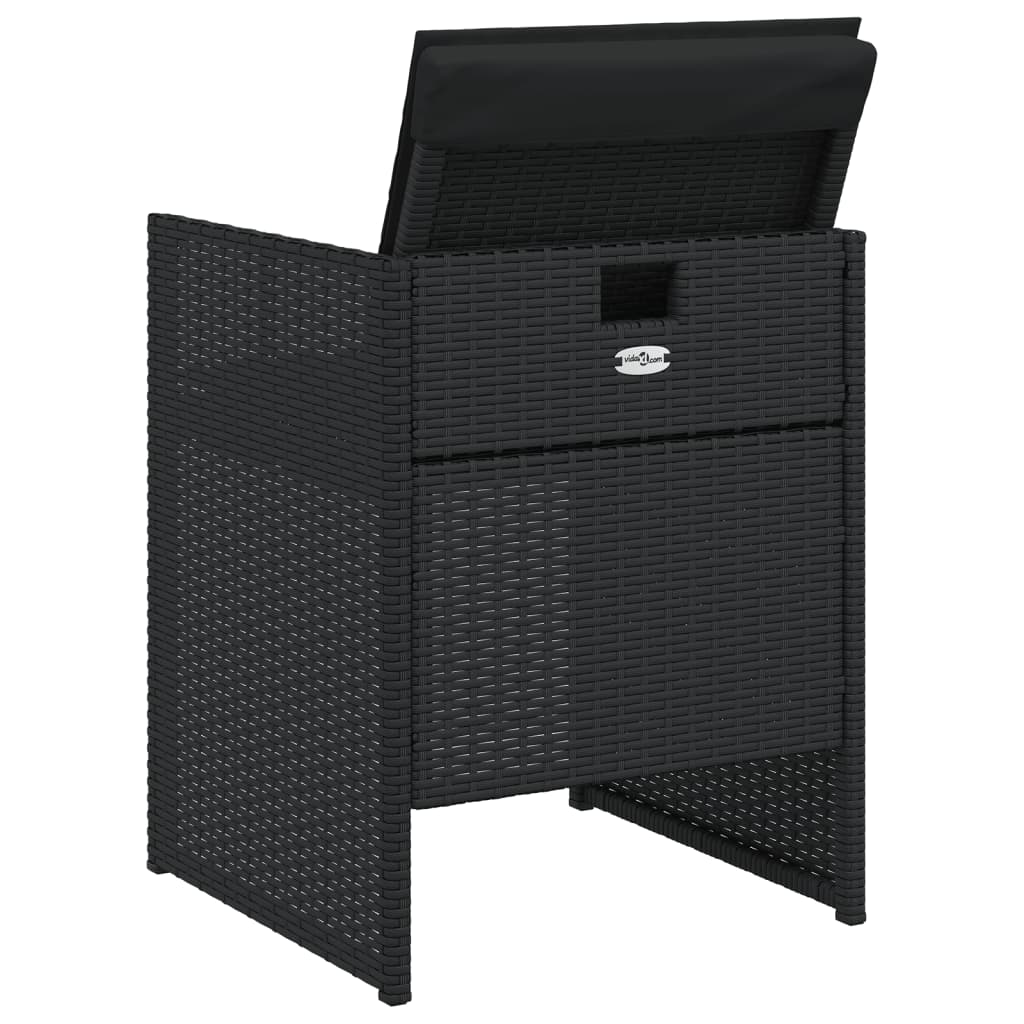 havestole med hynder 4 stk. polyrattan sort