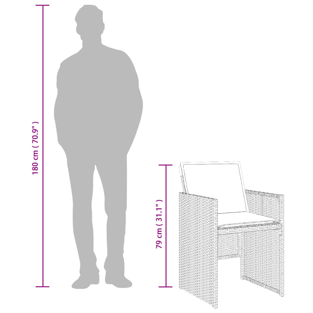 havestole med hynder 4 stk. polyrattan sort