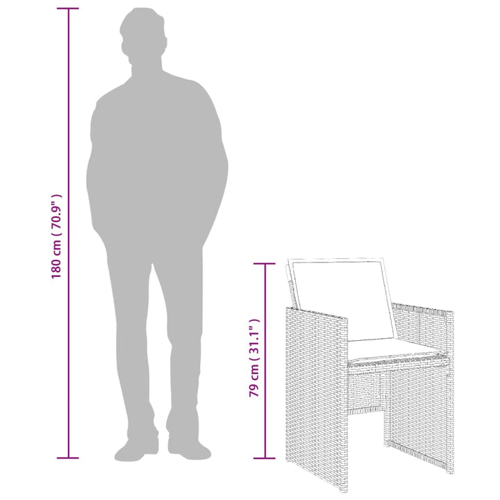 havestole med hynder 4 stk. polyrattan grå