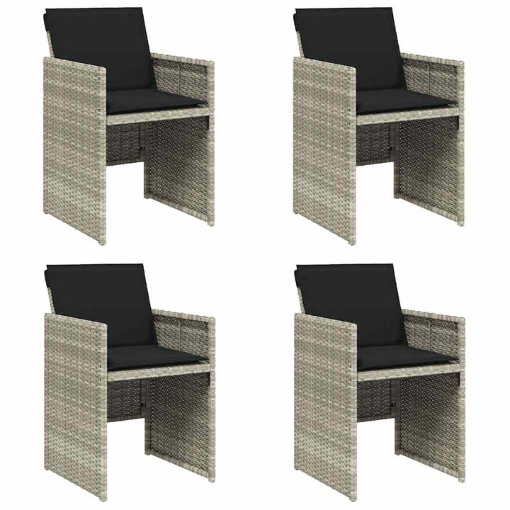 havestole 4 stk. med hynder polyrattan lysegrå